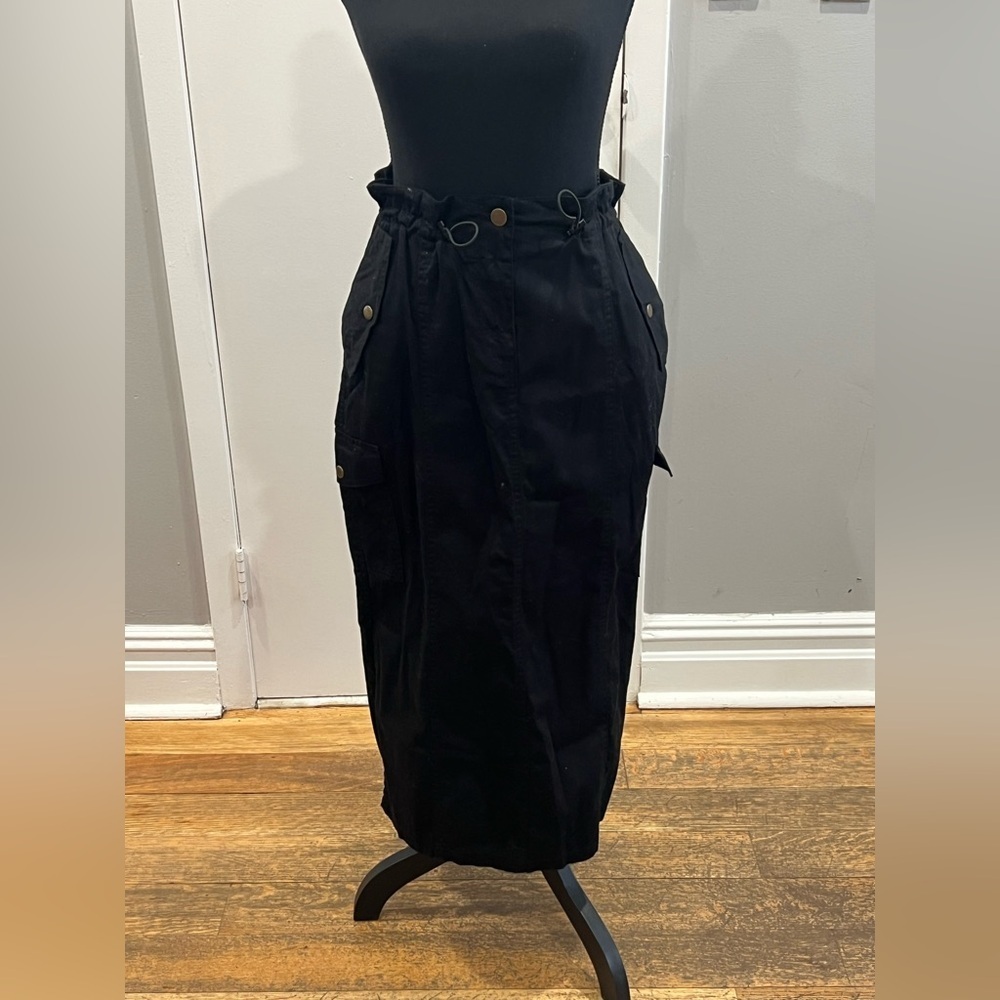 ASOS Black cargo denim midi skirt
